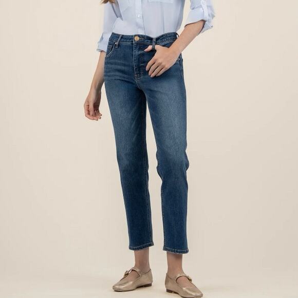 Kut Elizabeth Straight Leg Jeans Size 8 Dainty Blue Stretch Denim Casual Staple - Picture 1 of 14